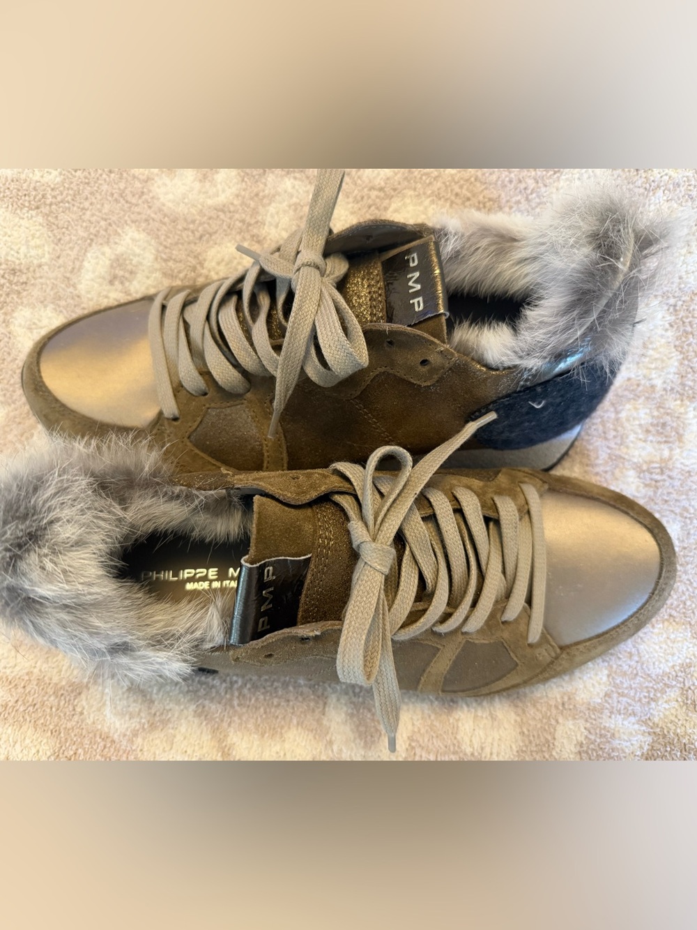 Philippe Model Taupe Suede Fur-Lined Women’s Sneakers - BRAND NEW, never worn